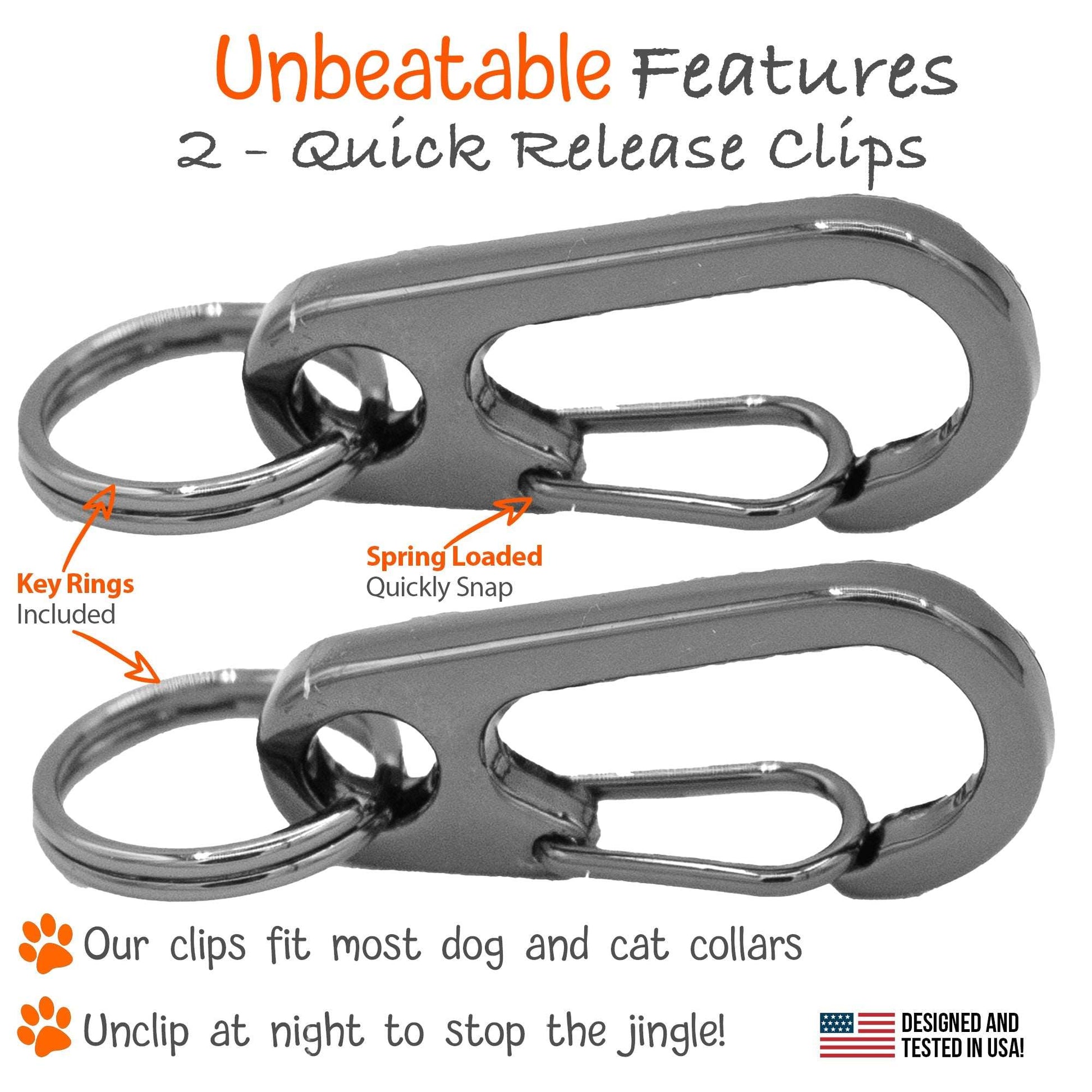 2-Pack Pet Tag Quick & Easy Release Clip for Dog & Cat Collars - Switc2-Pack Pet Tag Quick & Easy Release ClipPrecious Paws